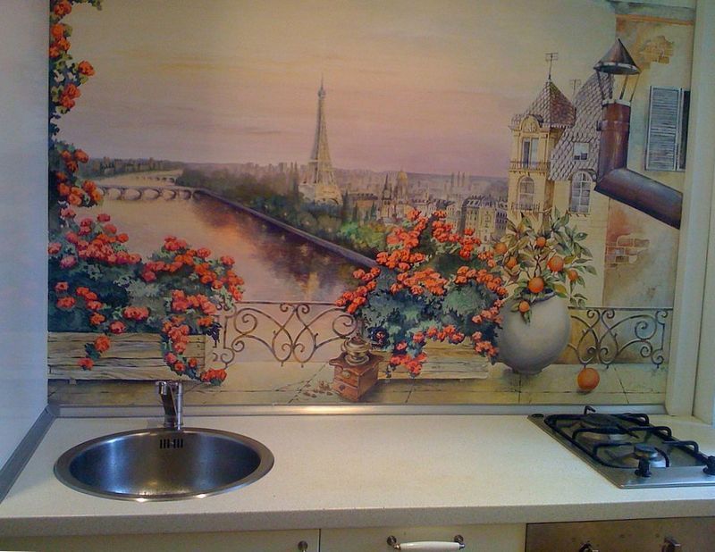 idea Murals and mosaics look impressive on kitchen walls