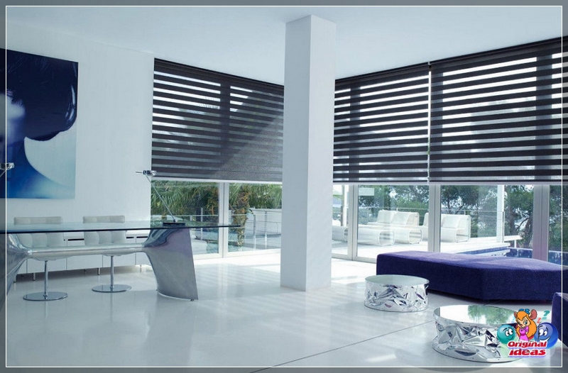 Las rayas horizontales en las cortinas expandirán visualmente la habitación