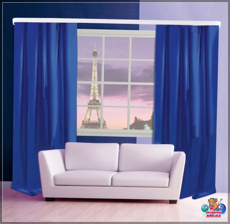 Blue curtains in the living room Blue curtains in the living room