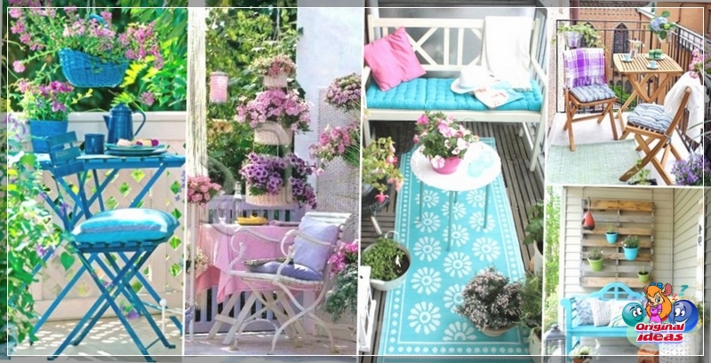 interior decoration of the balcony with flowers