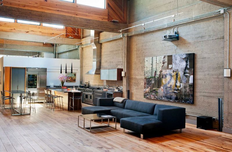 Salon w stylu loftu