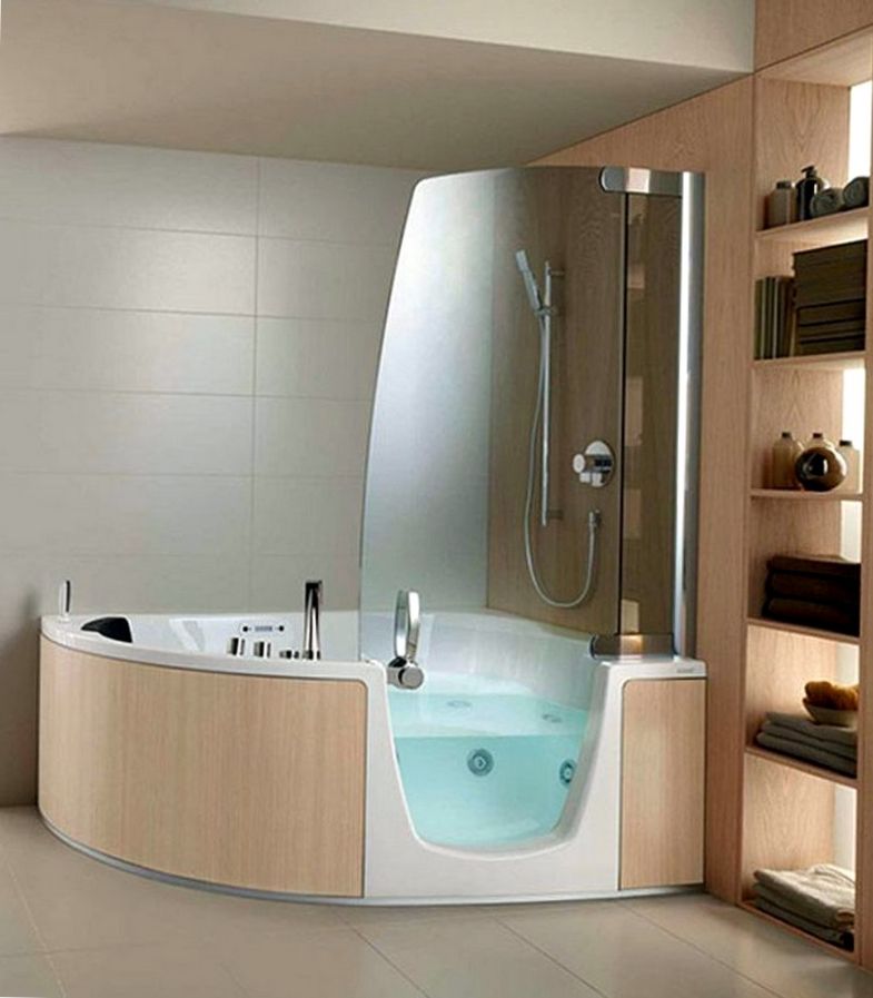 diseño Baño de esquina con combinación de ducha