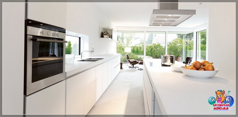 White kitchen in the style of minimalism White kitchen in the style of minimalism