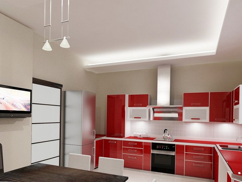 Red and white minimalist kitchen Red and white minimalist kitchen