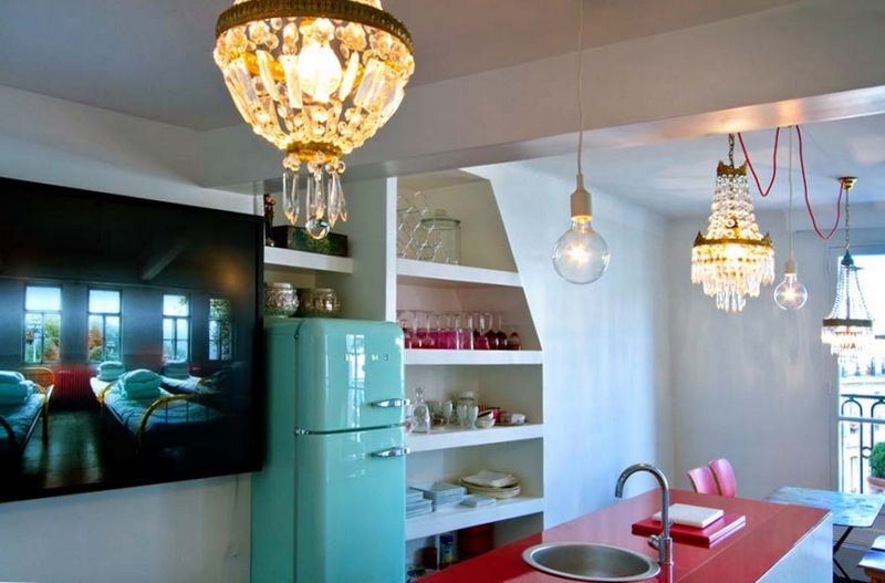 cocina Cocina con candelabros de cristal