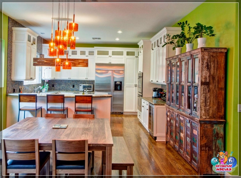 cocina Cocina con paredes de color verde brillante
