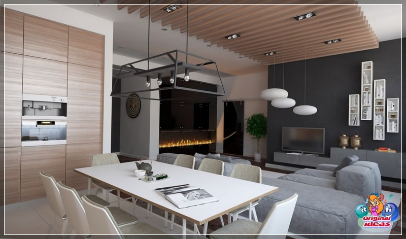 Wohnzimmer aus Holz im modernen Stil