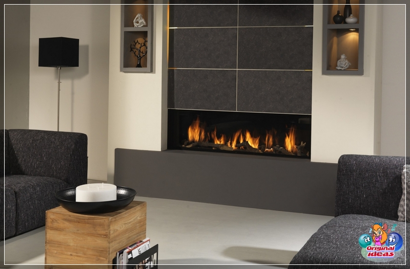 Wohnzimmer mit elektrischem Kamin