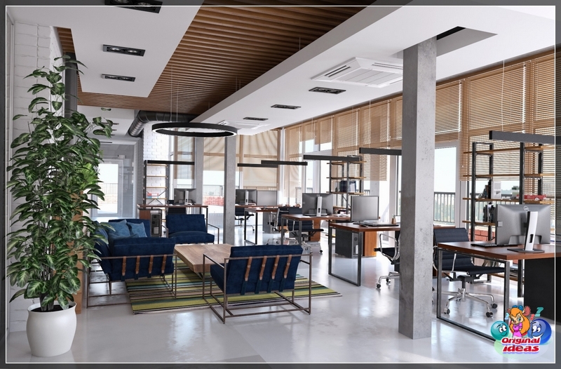 biuro Ceglane ściany są nieodłącznym atrybutem stylu loft