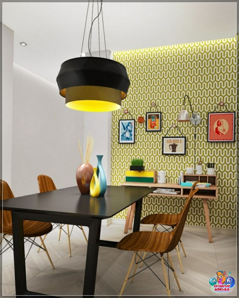 cocina Las instalaciones brillantes y las lámparas inusuales diversificarán la sala de estar