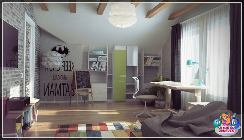 Stretch ceiling in a room for a teenager