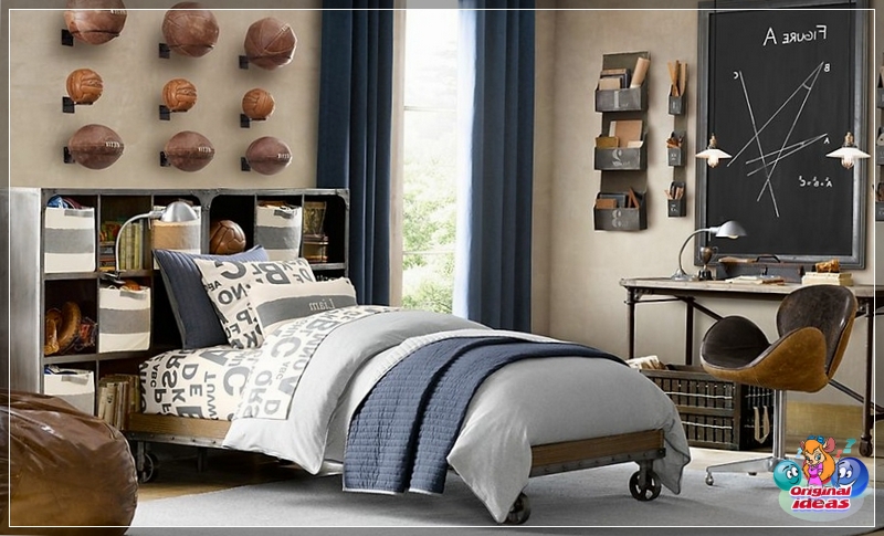 Sports paraphernalia in the teen room