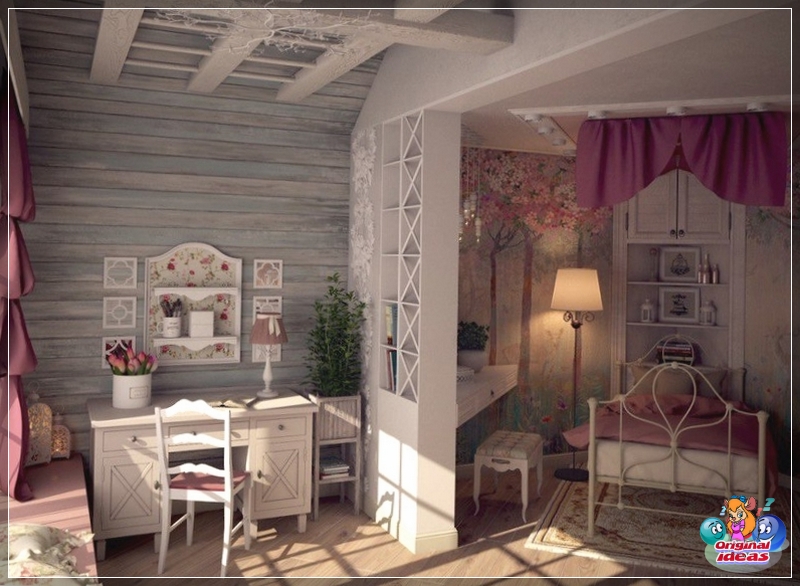 Wrought iron bed in a kmonat for a girl in Provence style