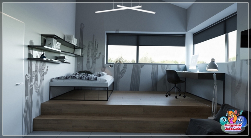 Interior for a teenager in the style of minimalism