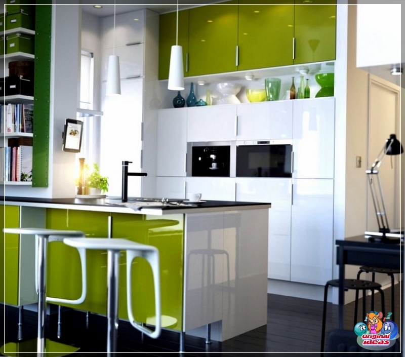 Wnętrze kuchni w kolorze zielonym