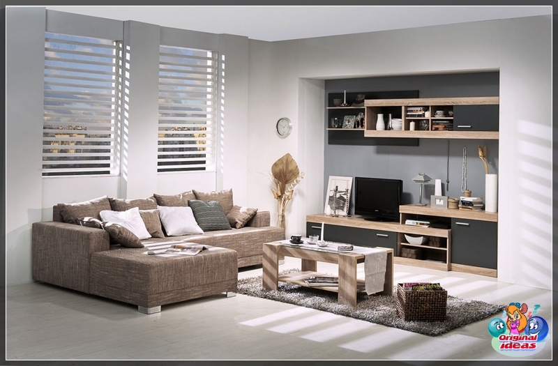 wall A modern living room can be equipped with furniture in a minimalist style