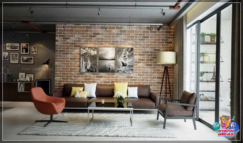 Schwenkbare Strahler passen am besten zu einem Wohnzimmer im Loft-Stil