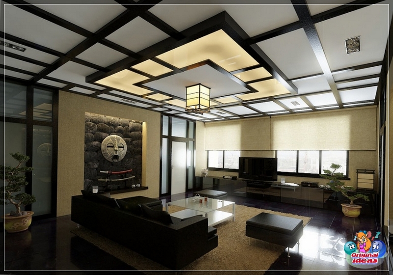 Zimmer An der Decke in einem klassischen chinesischen Raum sieht man meistens Muster aus gekreuzten dunklen Balken