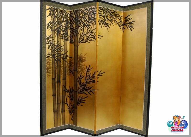 Zimmer Goldener Bildschirm mit Bambusmuster