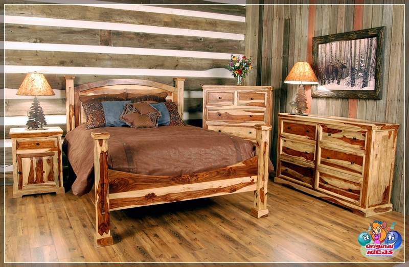 Meble z bali w rustykalnej sypialni Meble z bali w rustykalnej sypialni