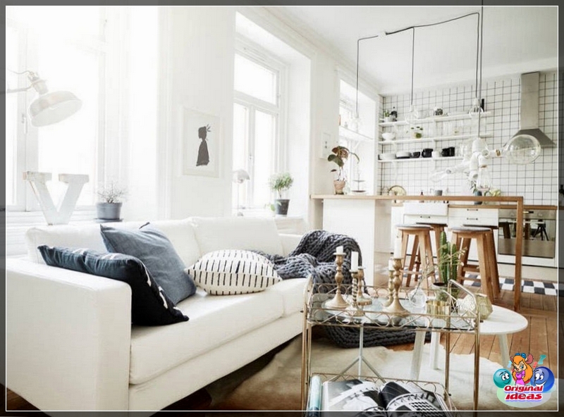 Holzmöbel in einem skandinavischen Interieur Holzmöbel in einem skandinavischen Interieur
