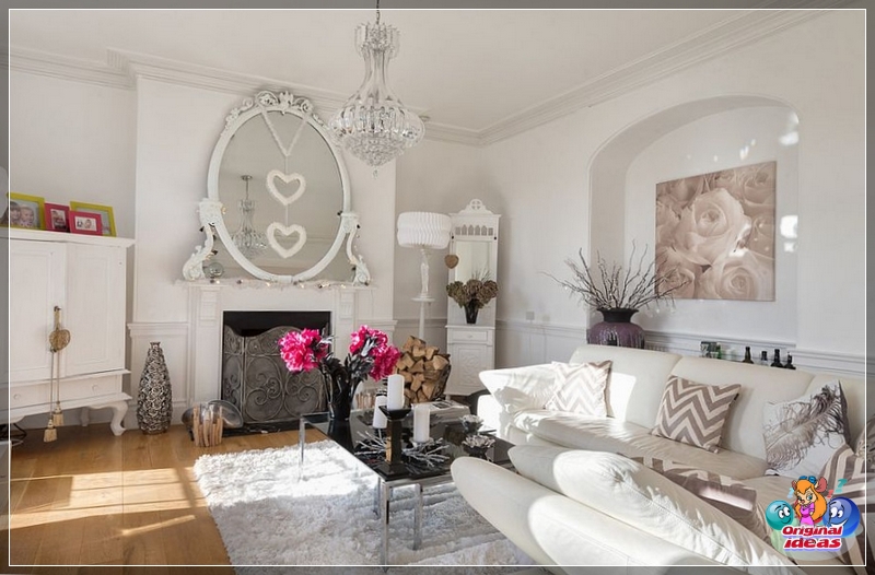 habitación El esquema de color del estilo shabby chic incluye dos colores principales, estos son el blanco y el rosa