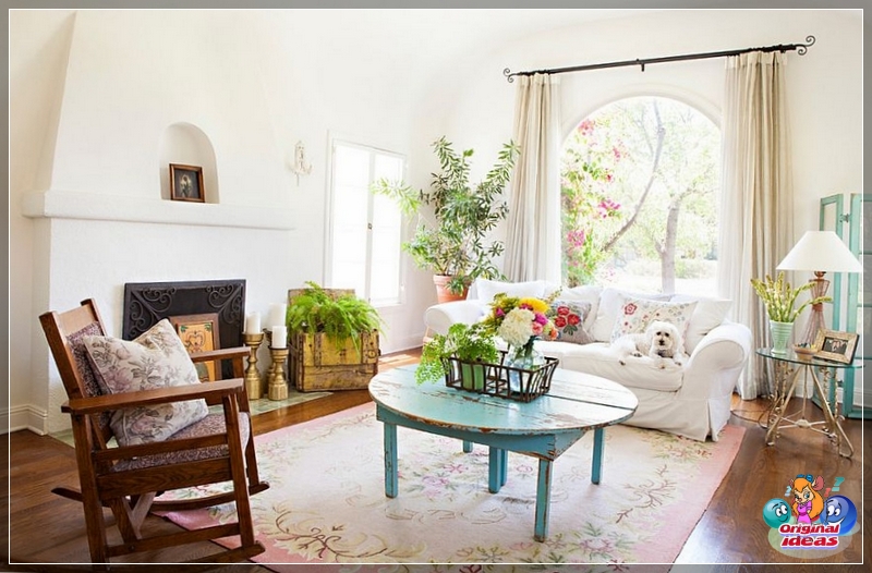 habitación La forma más fácil de decorar las paredes de un interior shabby chic es pintarlas de blanco