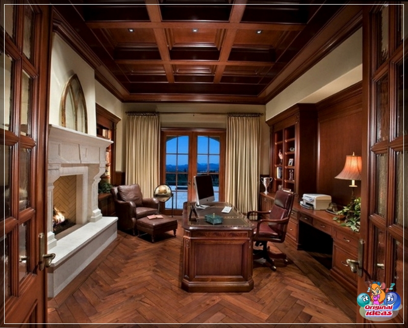 Sufit ze zbiornikami w biurze w stylu angielskim