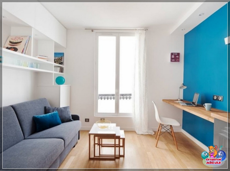 An example of placing an office along one of the walls