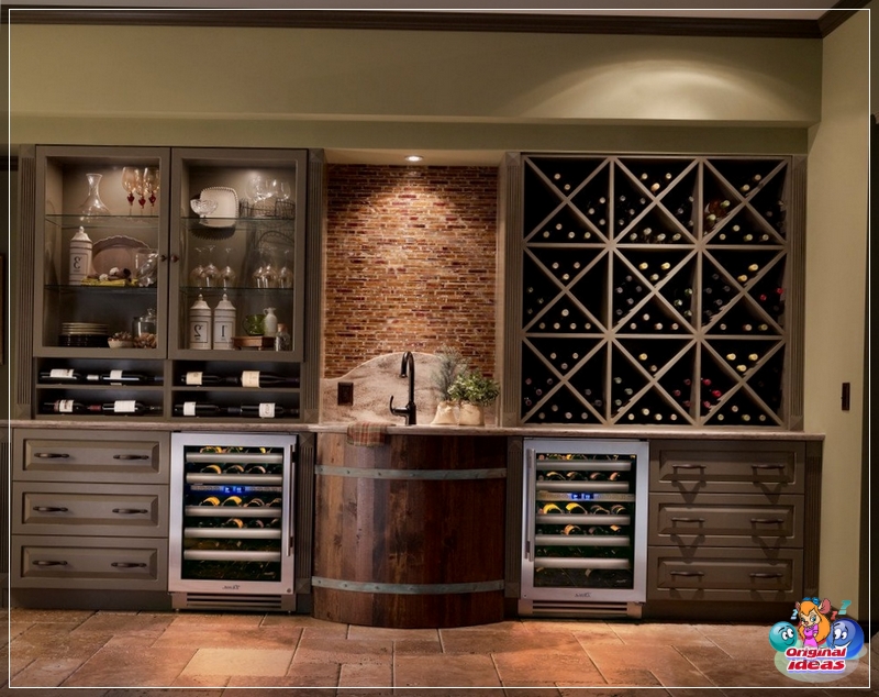 Estantes de vino en la cocina