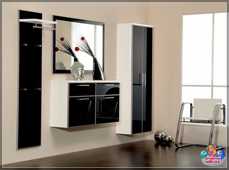 pasillo muebles en blanco y negro en el interior