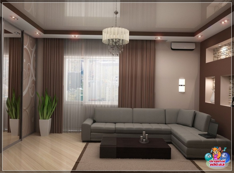 diseño Techo tensado en una sala de estar moderna