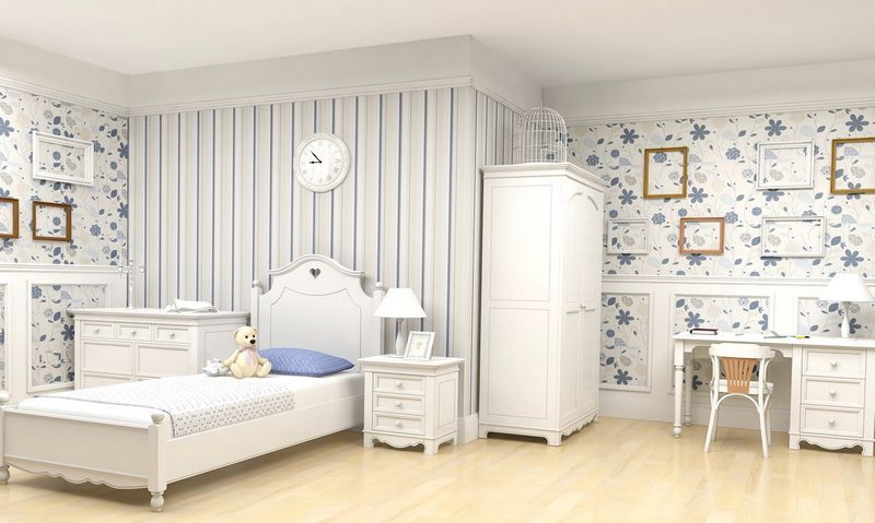 nursery You can make a room interesting and unusual by combining two types of wallpaper with different prints