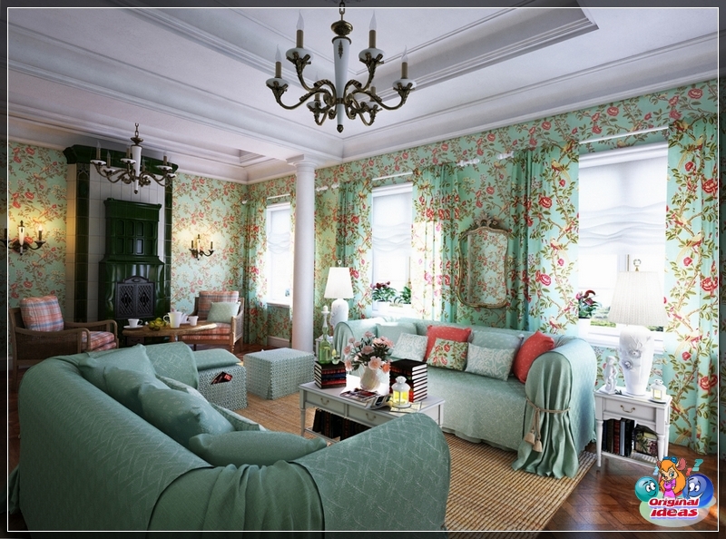 papel pintado En la decoración de interiores de la Provenza, se utilizan principalmente materiales naturales