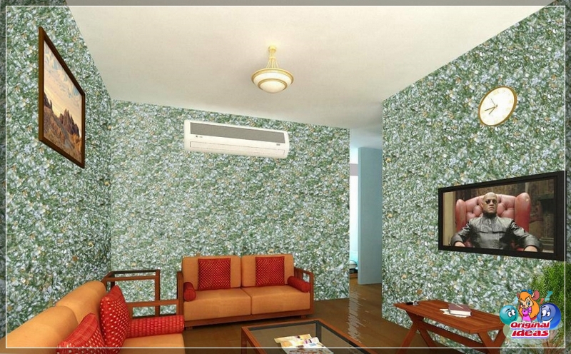 papel pintado Papel pintado líquido en el interior de la sala de estar