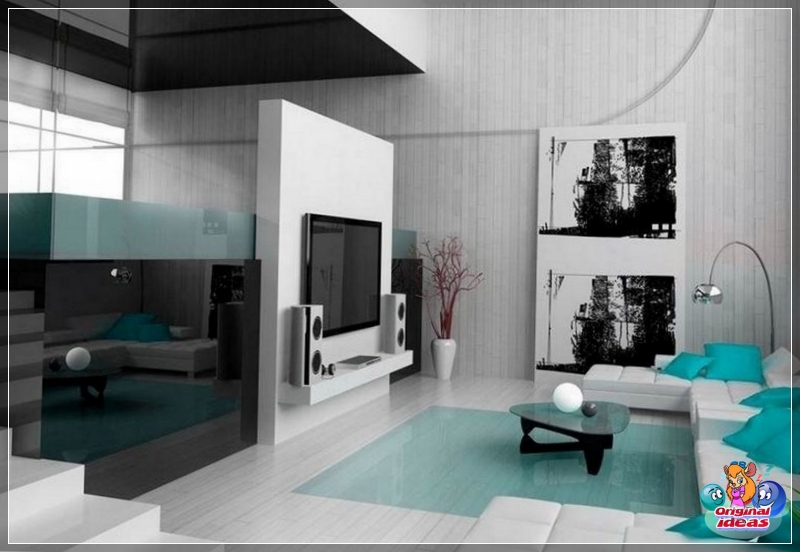 sala de estar foto de una sala de estar de estilo de alta tecnología en el interior