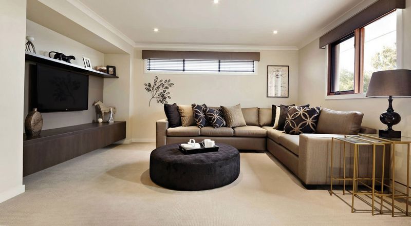 Living room interior in beige colors Living room interior