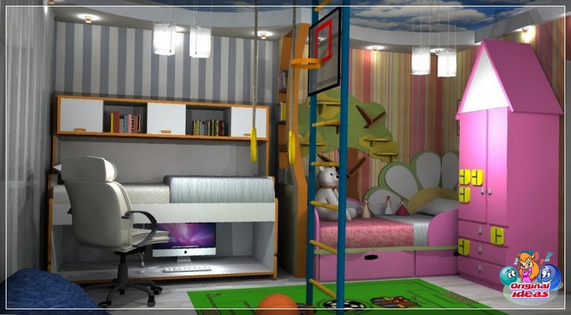 Design Für Kinder unterschiedlichen Geschlechts im Raum sollte eine maximale Zonenabgrenzung erfolgen