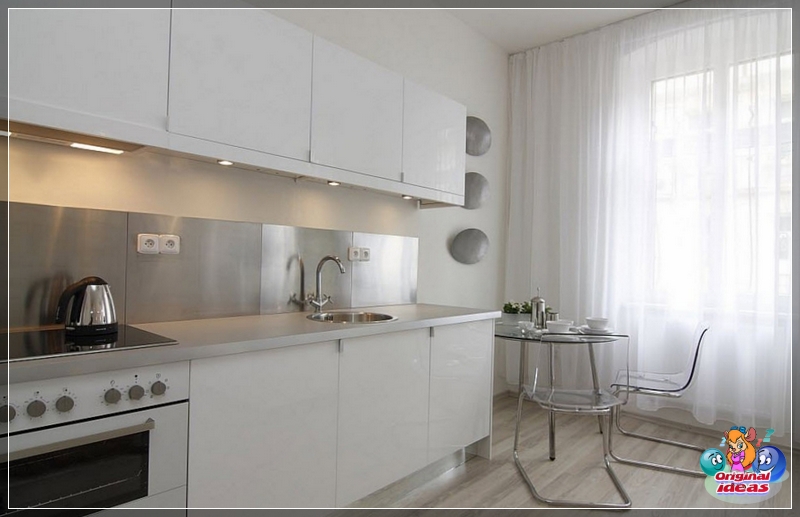 White tulle in the kitchen