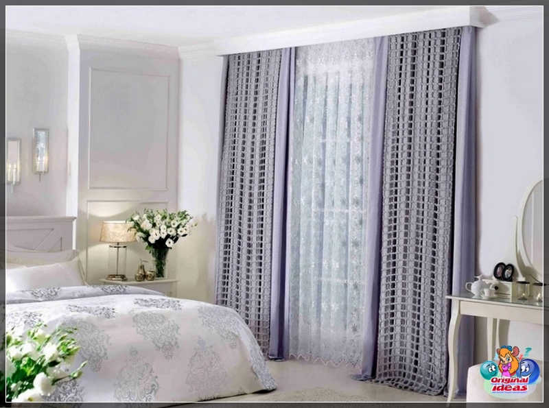 Classic style curtains in the bedroom interior