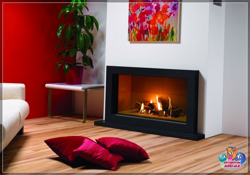de diseño Sala de estar relajante con chimenea