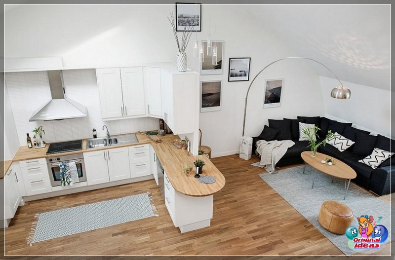 bar Living room interior with a bar counter in white tones