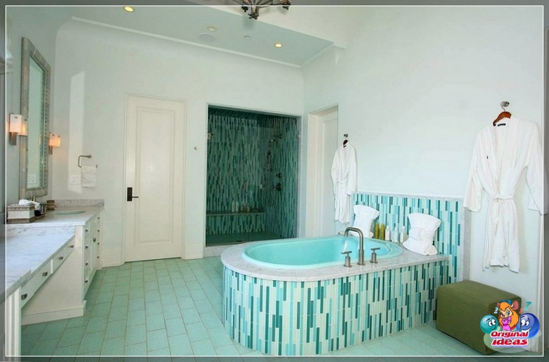 diseño baño en tonos verdes