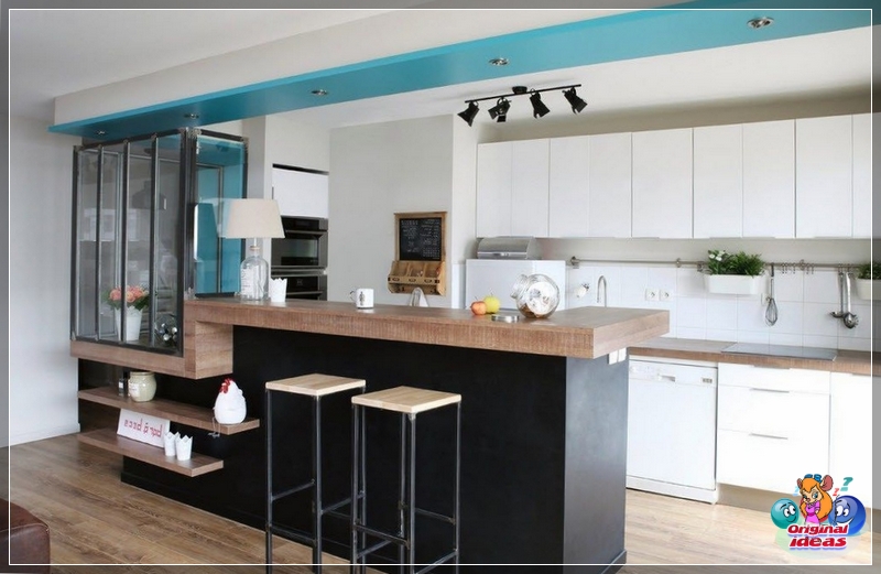 bar High-tech style living room design with a bar