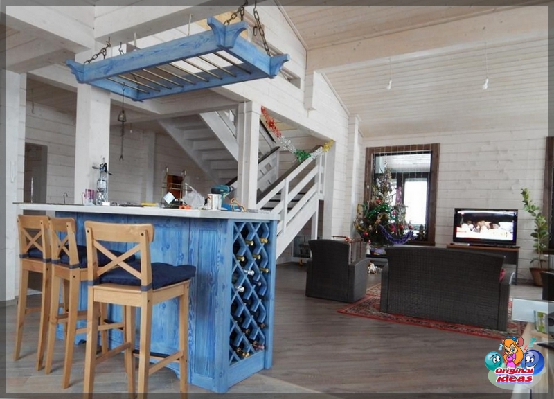 bar Living room design with a country bar