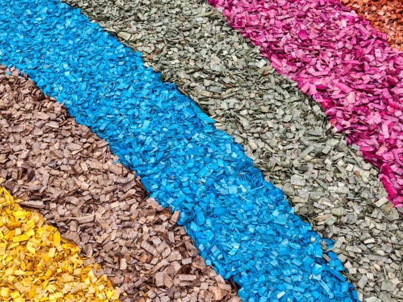 aplicación Fichas decorativas de colores para paisajismo