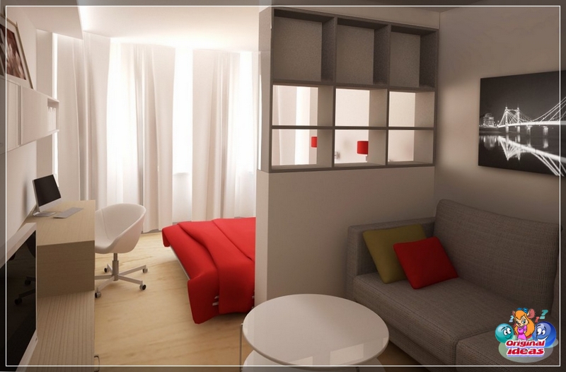 diseño Es mejor proteger el lugar para dormir con una cortina o un tabique