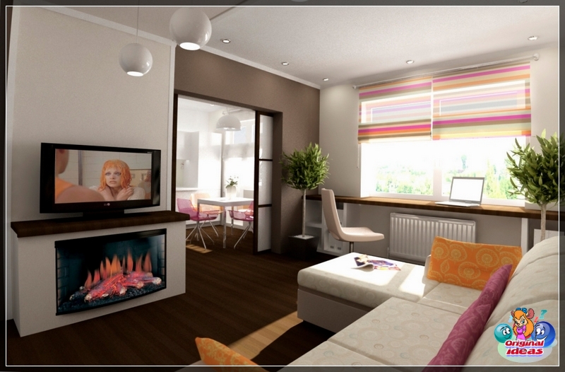 Wohnung Designprojekt einer Zweizimmerwohnung in Chruschtschow in hellen Farben