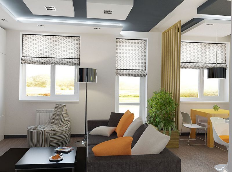 Wohnung Wohnzimmer kombiniert mit Küche in der Wohnung