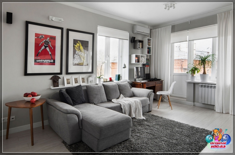Wohnung Das Innere des Wohnzimmers eines Studio-Apartments in Chruschtschow